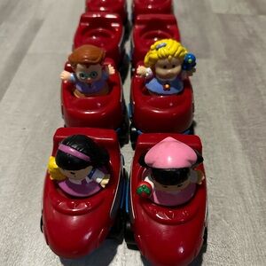 Vintage Fisher Price Little People 2001 Red and Blue Train and Cars